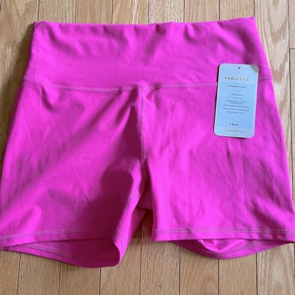 Fabletics Pants - NEW Fabletics Womens Pink Athletic Shorts Medium Stretch 4 high waisted